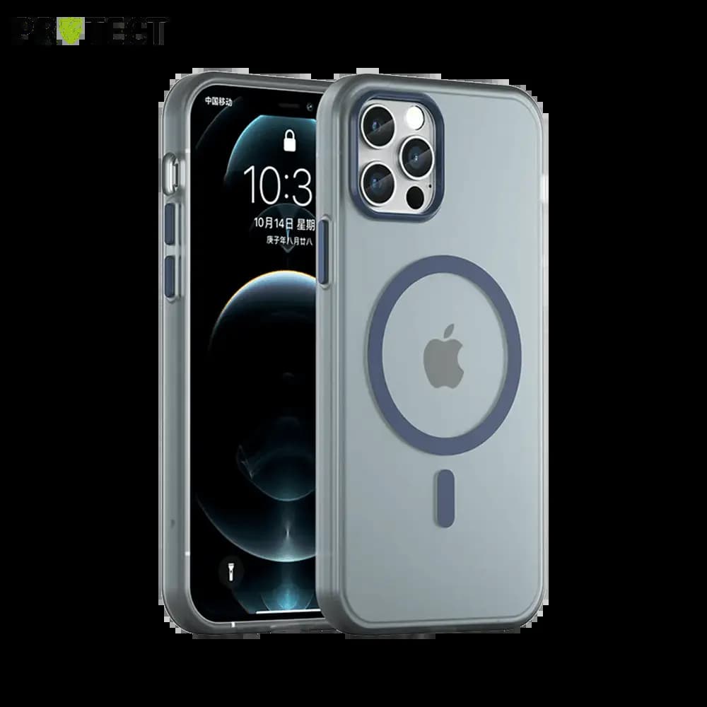 Coque MagSafe bi-matière iPhone 12 / 12 Pro - PROTECT MF-006 Bleu Marine