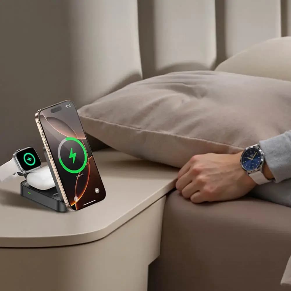 Support de Charge Sans Fil pour Smartphone Yesido 3 en 1 Noir