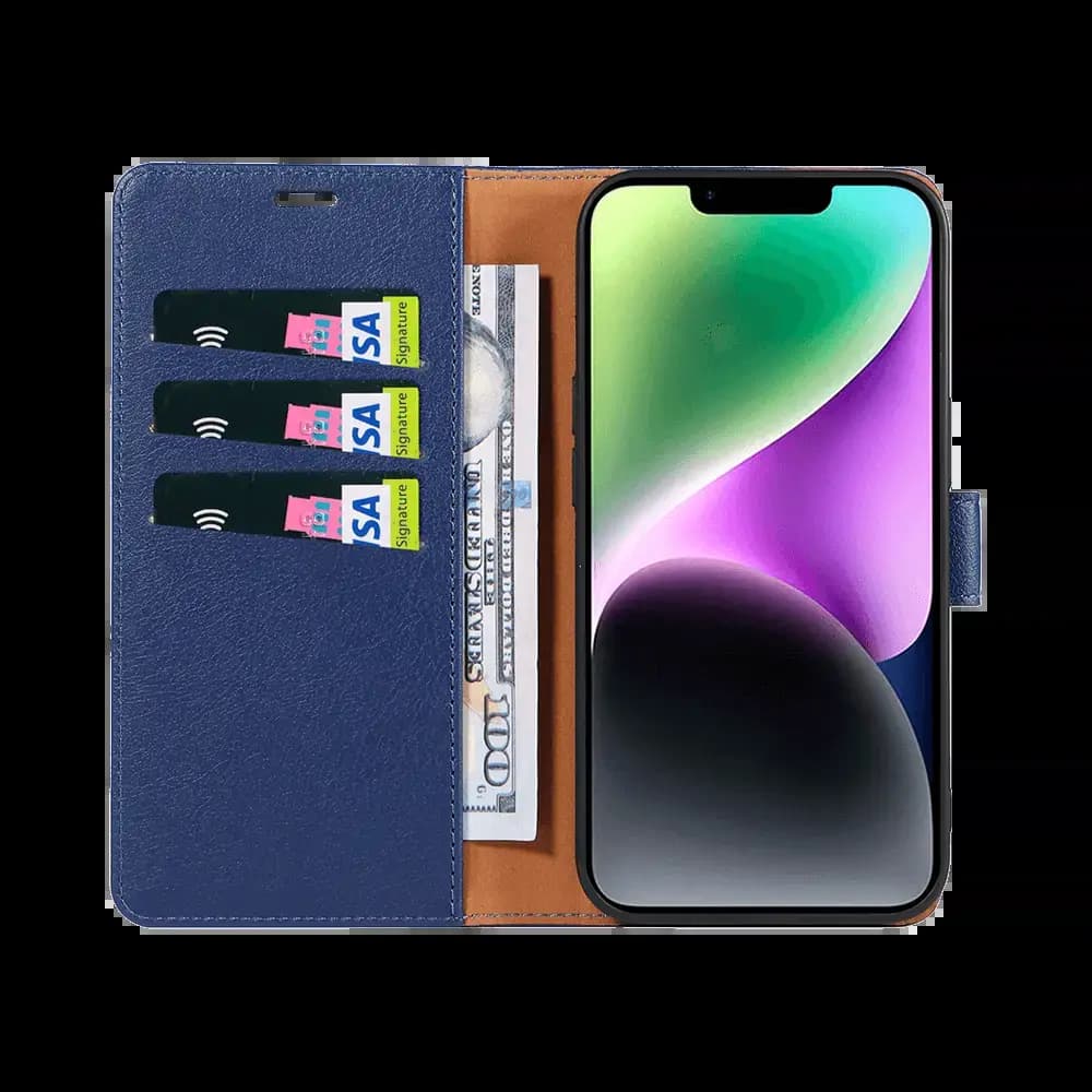 Housse folio anti-RFID iPhone 14 - PROTECT IP011 Bleu Marine - Vue 2
