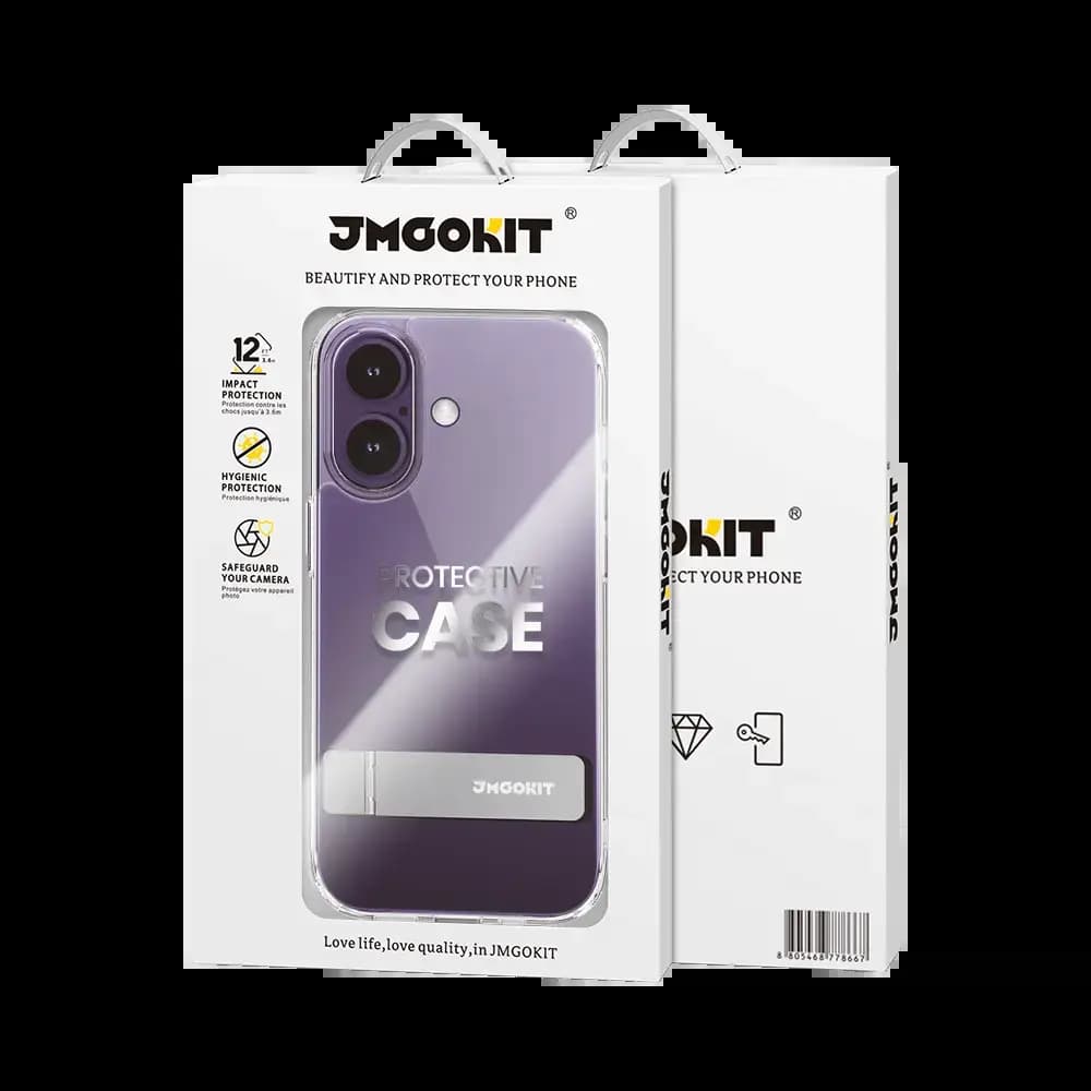 Coque de Protection Metal Bracket JMGOKIT pour Apple iPhone 16 Transparent