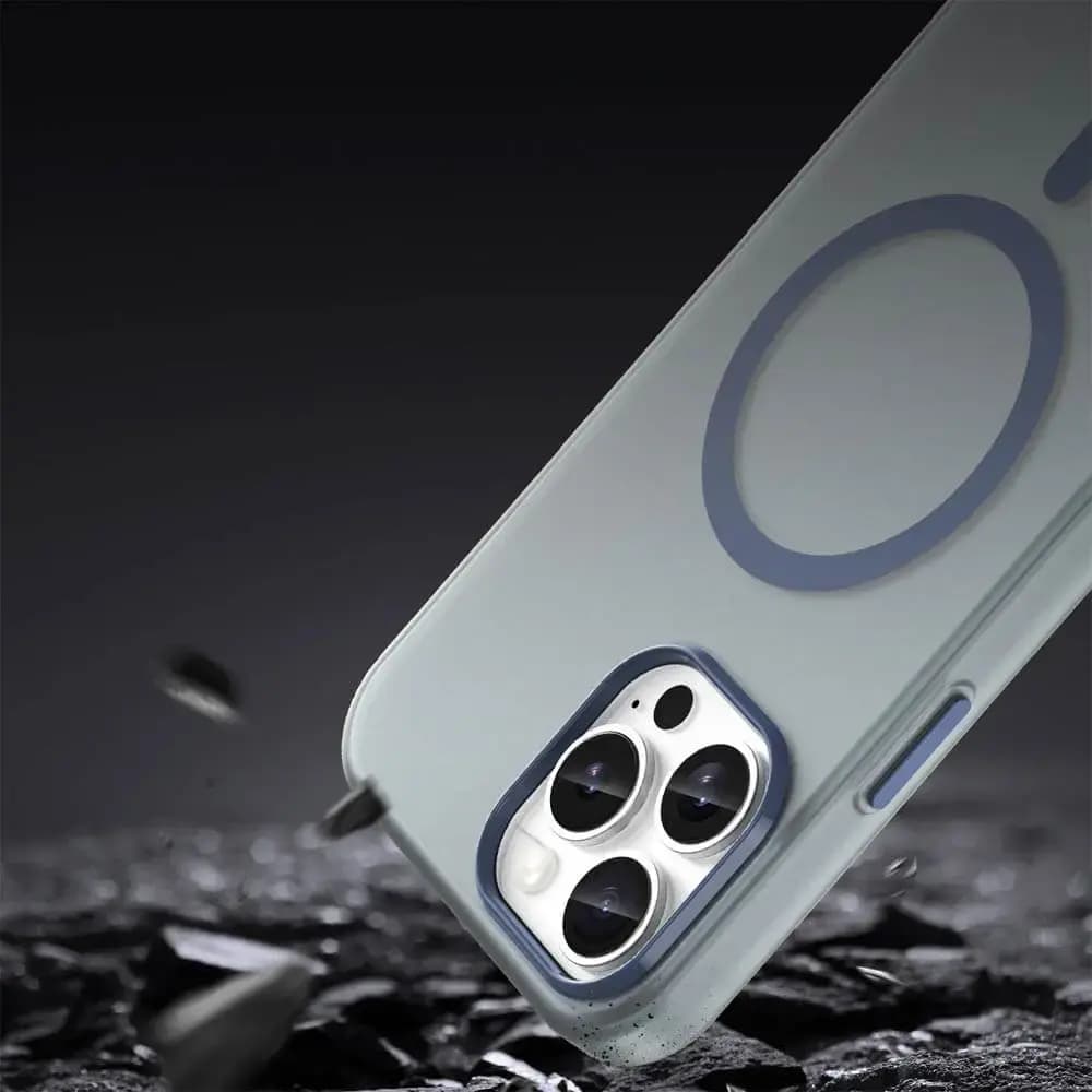 Coque MagSafe bi-matière iPhone 13 Pro - PROTECT MF-006 Bleu Marine - Vue 4