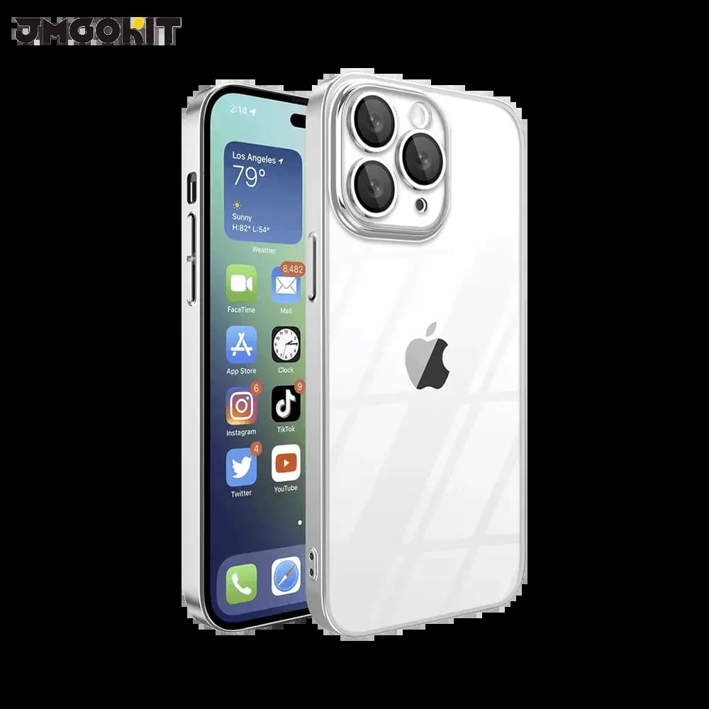 Coque de Protection Crystal Glass JMGOKIT pour Apple iPhone 16 Pro Max Argent