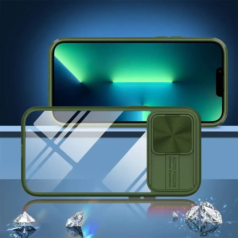 Coque iPhone 13 Pro avec cache caméra - PROTECT IE027 Vert Foncé - Vue 2