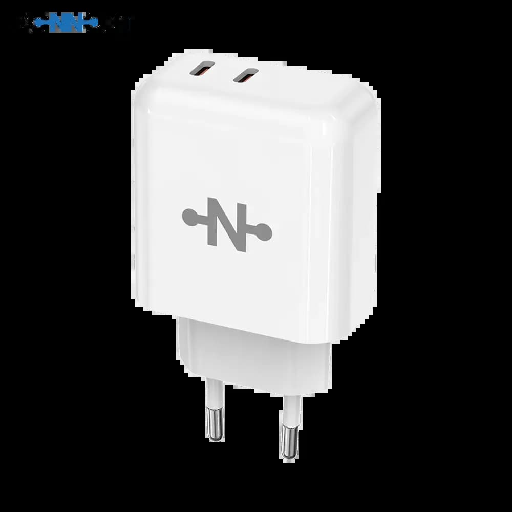Chargeur secteur GaN 45W 2 ports USB-C – CONNECT Blanc