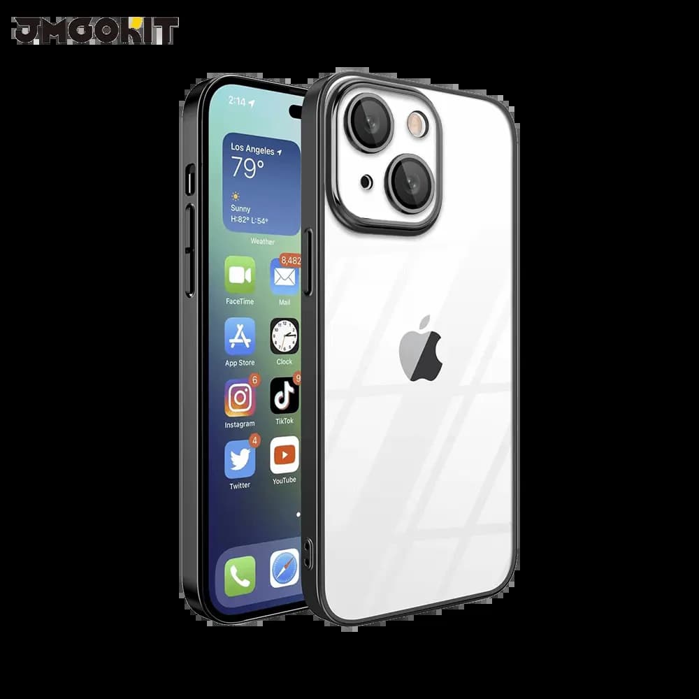 Coque de Protection Crystal Glass JMGOKIT pour Apple iPhone 15 Plus Noir