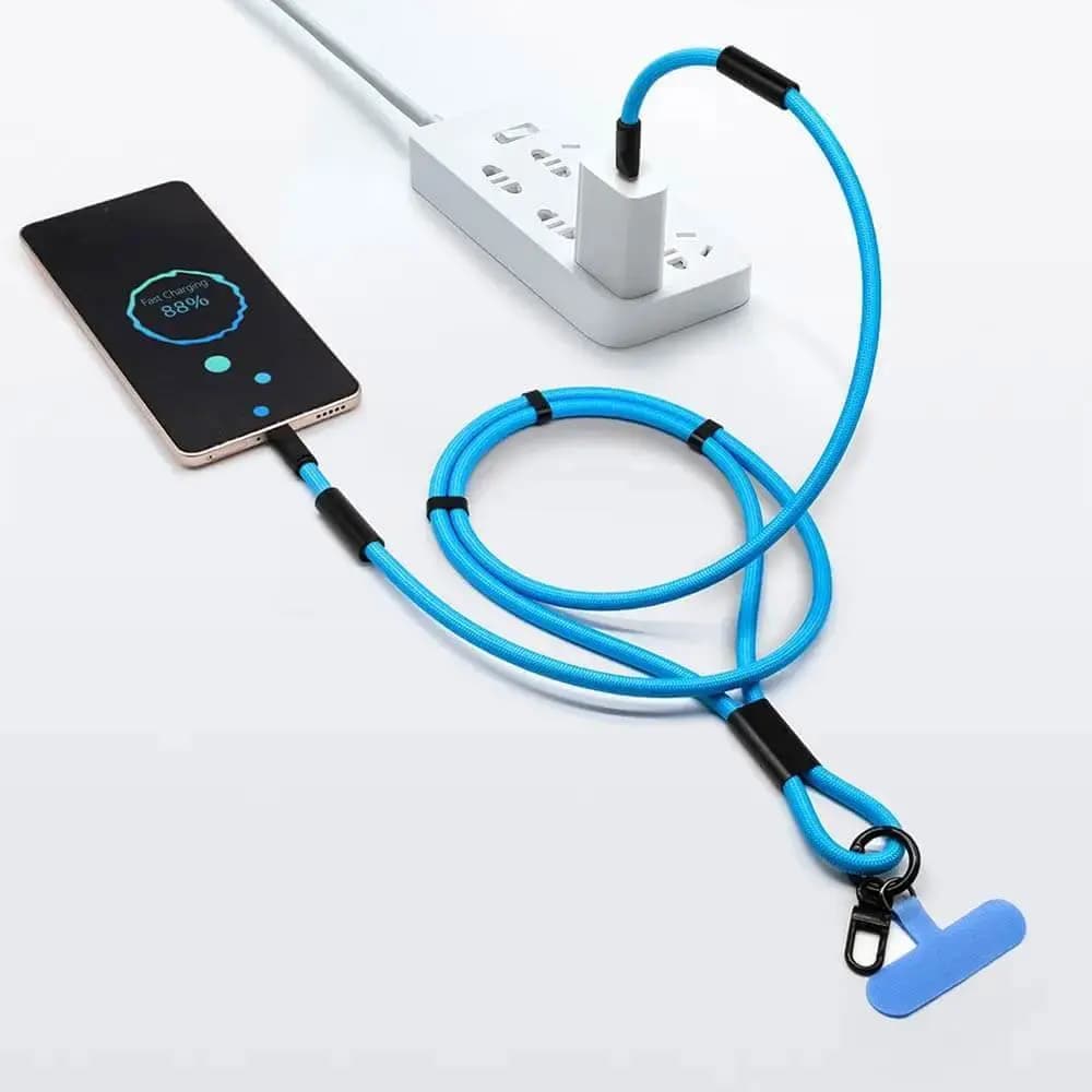 Tour de Cou Smartphone avec Câble USB-C vers USB-C Rouge - Vue 3