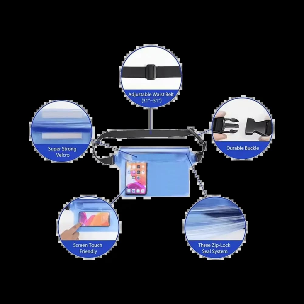 Pochette ceinture étanche pour smartphone et objets de valeur - Bleu - Vue 3