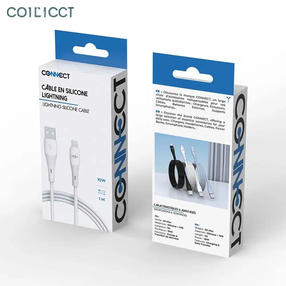 Câble Data USB vers Lightning CONNECT 10W (1m) Blanc