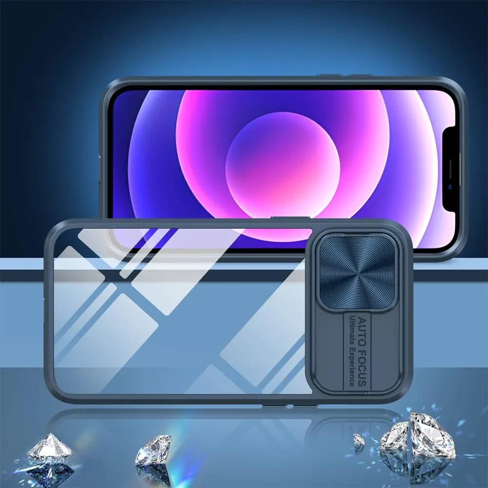 Coque iPhone 12 Pro avec cache caméra - PROTECT IE027 Bleu Marine - Vue 2