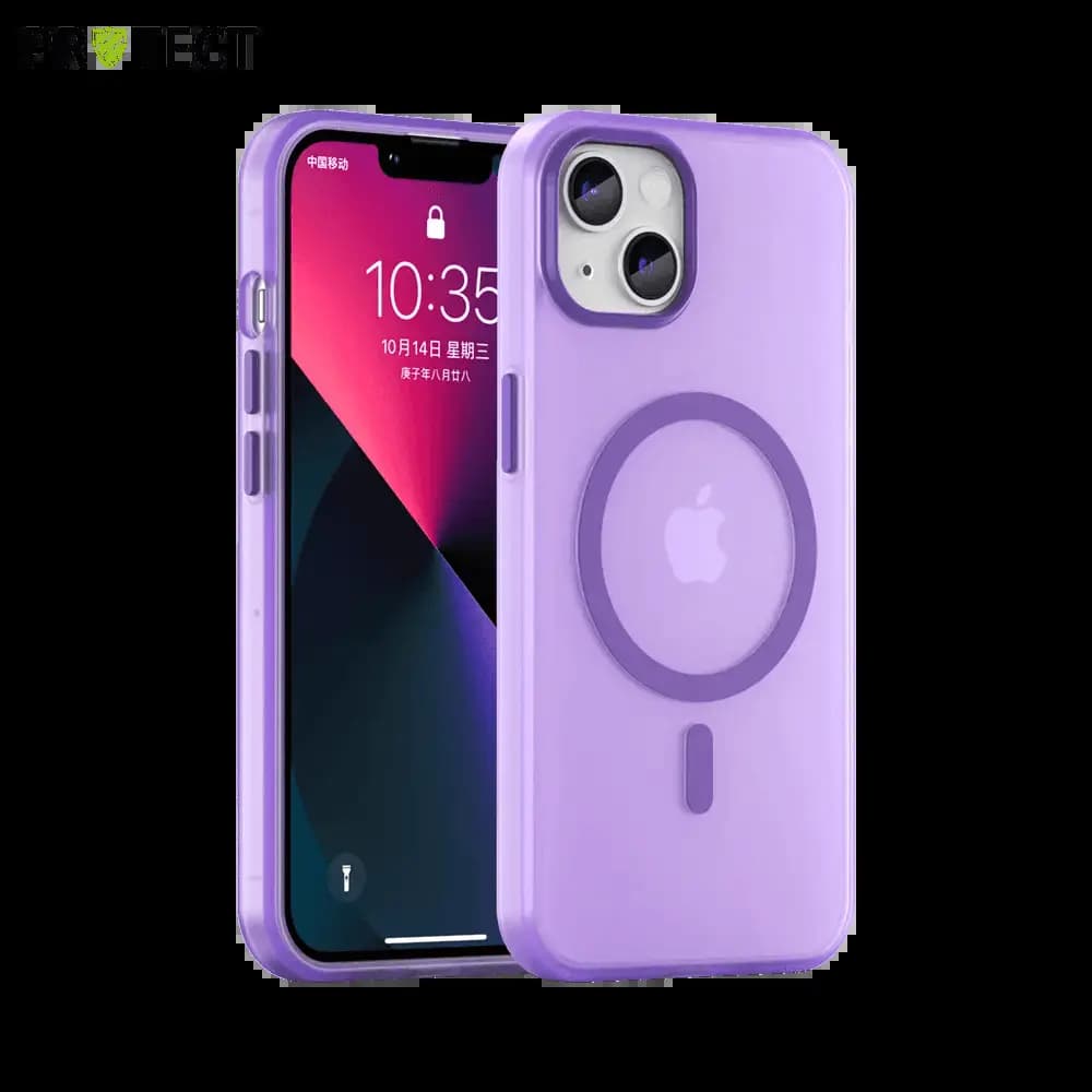 Coque MagSafe bi-matière iPhone 13 - PROTECT MF-006 Violet Foncé