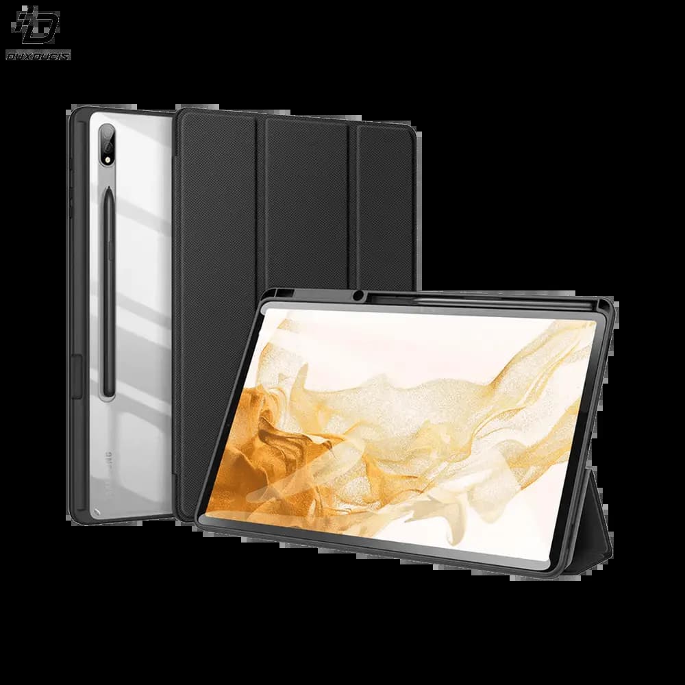 Housse folio Samsung Galaxy Tab S8+ avec dos transparent & porte-stylet - Dux Ducis Toby Noir
