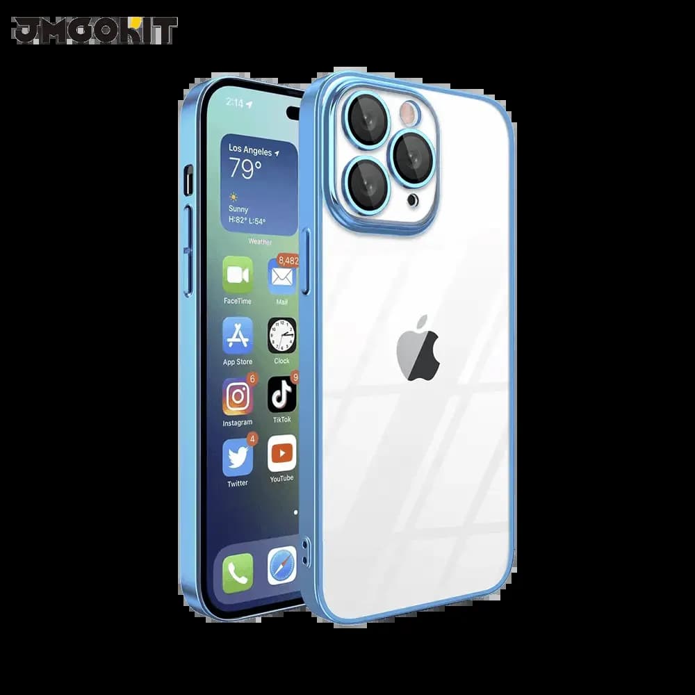 Coque de Protection Crystal Glass JMGOKIT pour Apple iPhone 16 Pro Bleu
