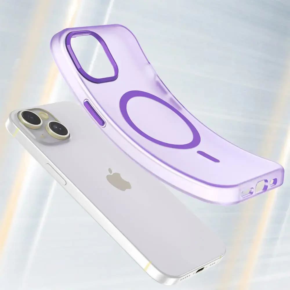 Coque MagSafe bi-matière iPhone 14 - PROTECT MF-006 Violet Foncé