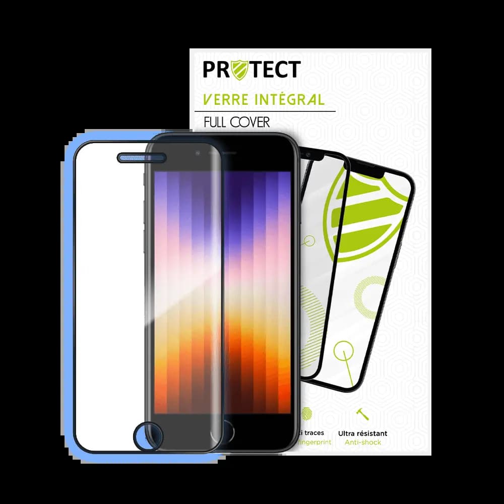 Verre trempé intégral Apple iPhone SE (2nd Gen) / SE (3e Gen) protection écran 9H - PROTECT Noir