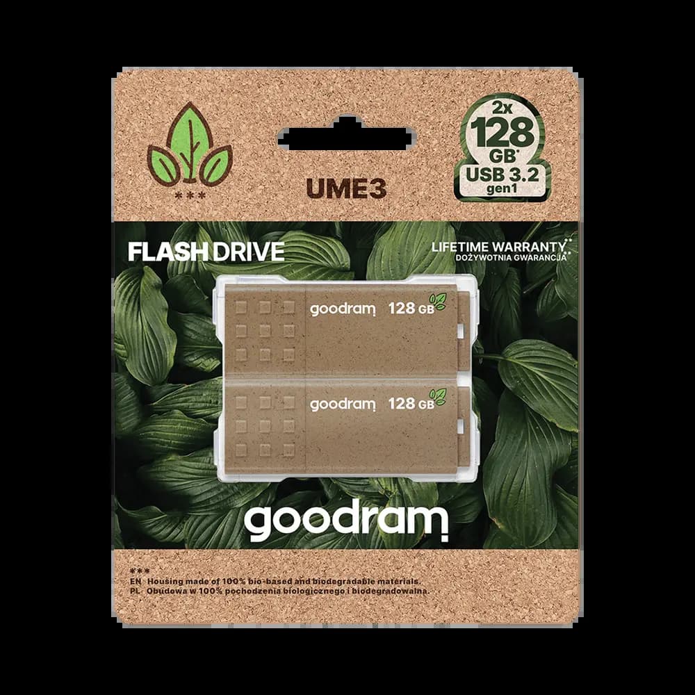 Lot de 2 clés USB 3.2 Gen1 128Go Goodram UME3 éco-friendly