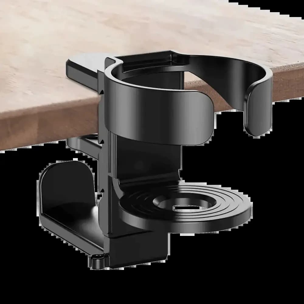 Porte-gobelet de bureau avec support casque intégré - Noir - Vue 3