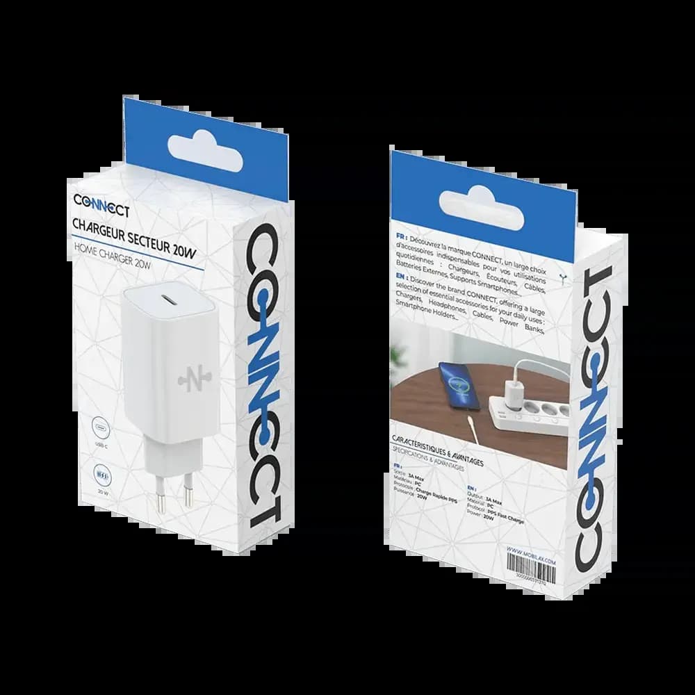 Chargeur secteur USB-C 20W PPS – CONNECT MC-CBC20W Blanc - Vue 3