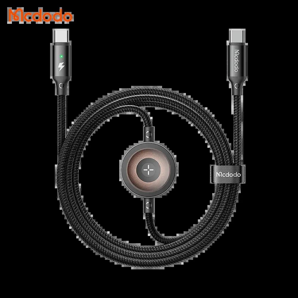 Câble 2-en-1 smartphone et Apple Watch Mcdodo USB-C vers USB-C (60W + 2.5W) - Noir