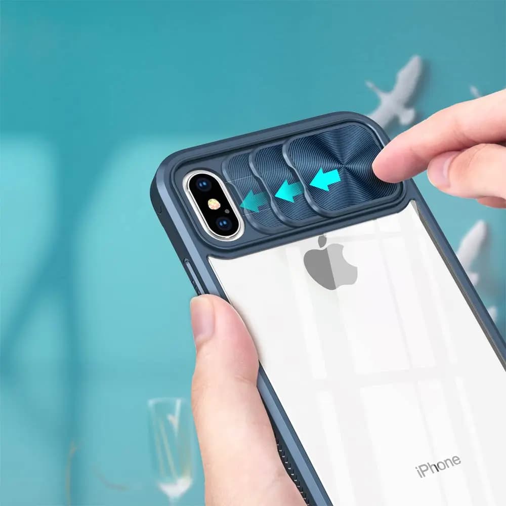 Coque iPhone XS Max avec cache caméra - PROTECT IE027 Bleu Marine - Vue 3