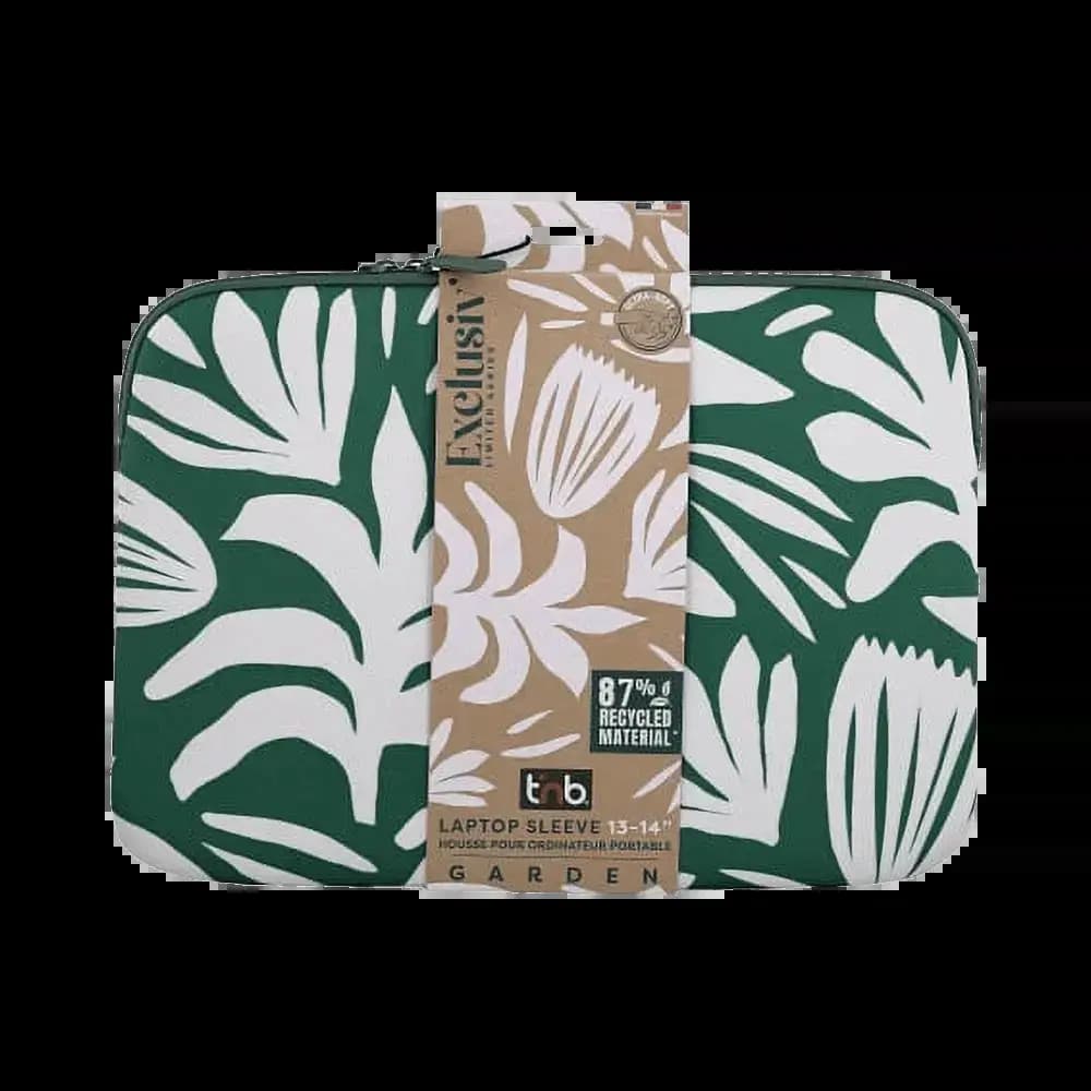 Housse PC portable 14" à mémoire de forme et motif végétal - T'nb EXCLUSIV GARDEN Vert