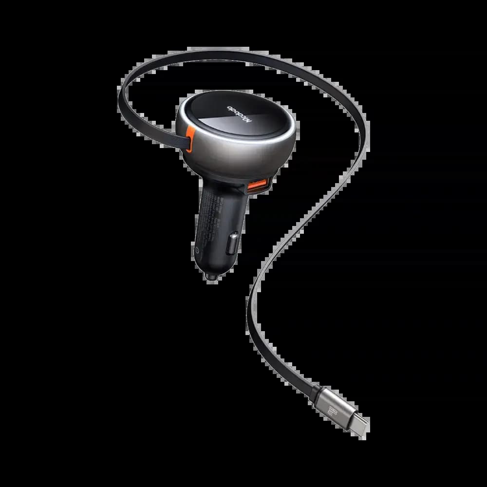Chargeur allume-cigare 80W avec câble rétractable - Mcdodo CC-4850 Noir