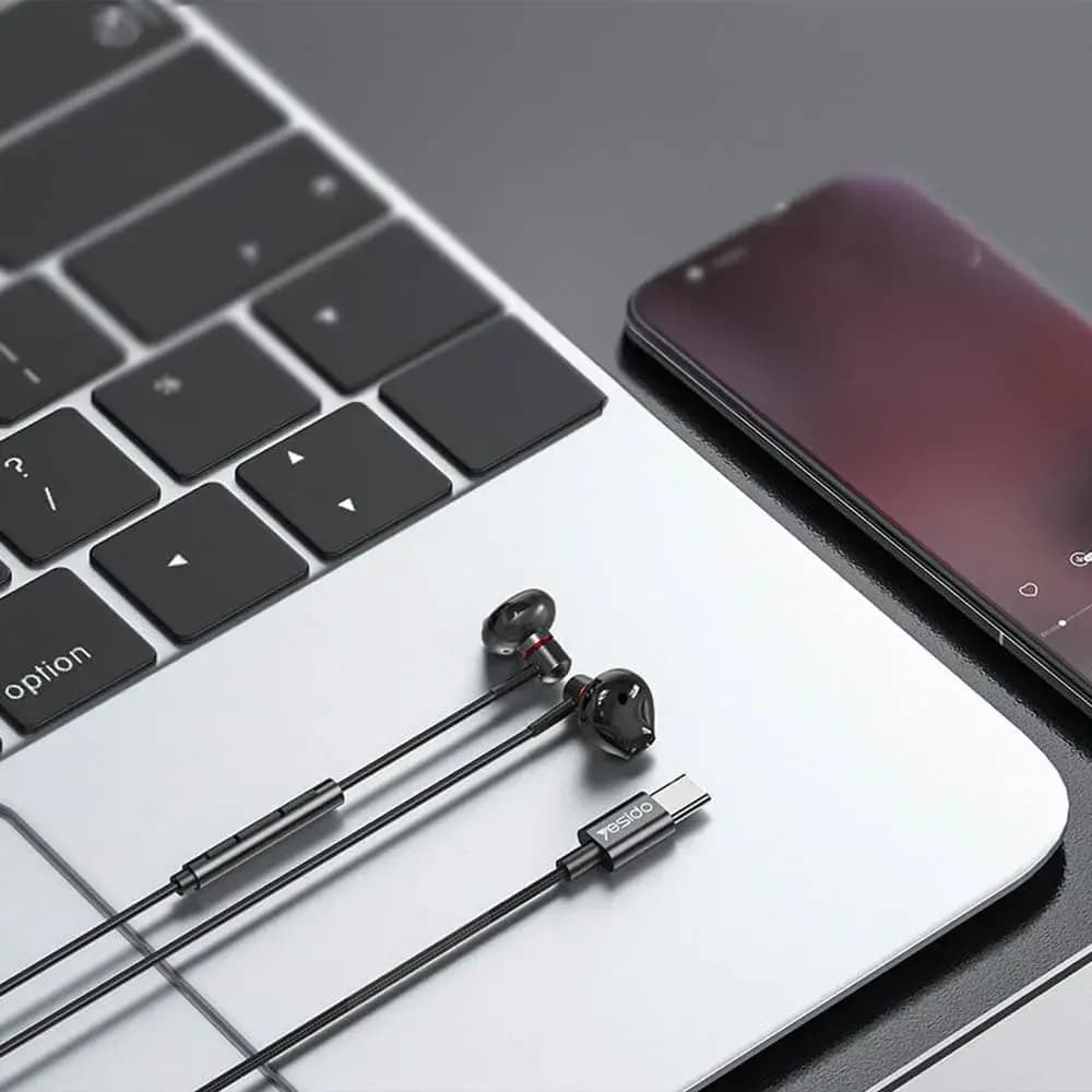 Écouteurs filaires USB-C avec micro & télécommande - Yesido YH49 Noir