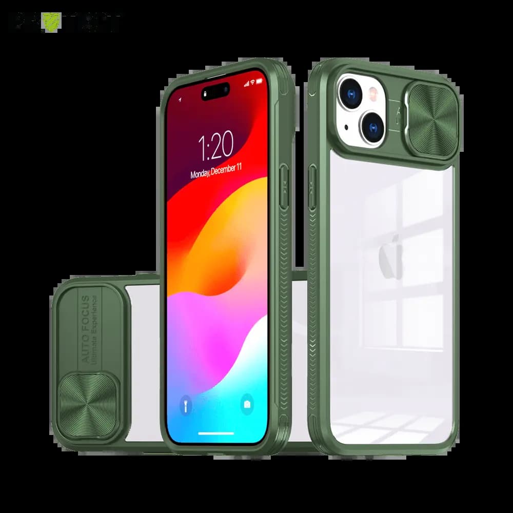 Coque iPhone 15 Plus avec cache caméra - PROTECT IE027 Vert Foncé