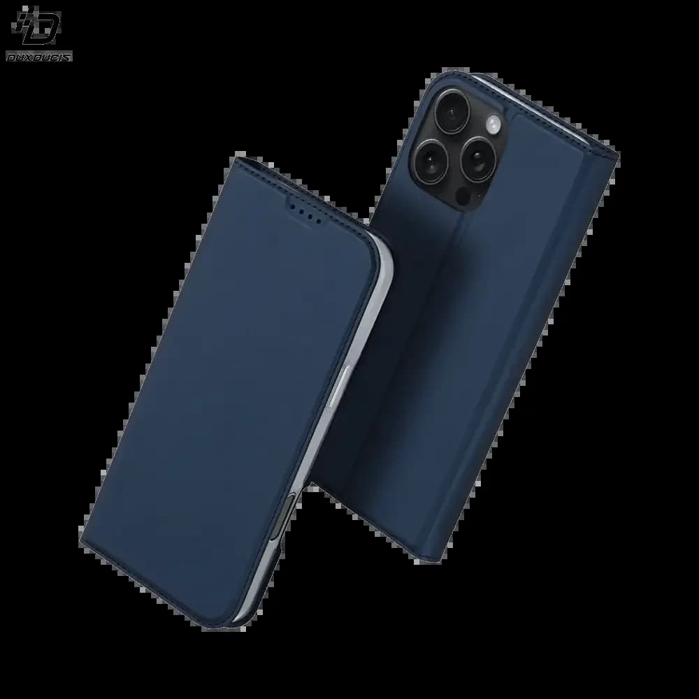 Housse folio iPhone 16 Pro porte-carte - Dux Ducis Skin Pro Bleu