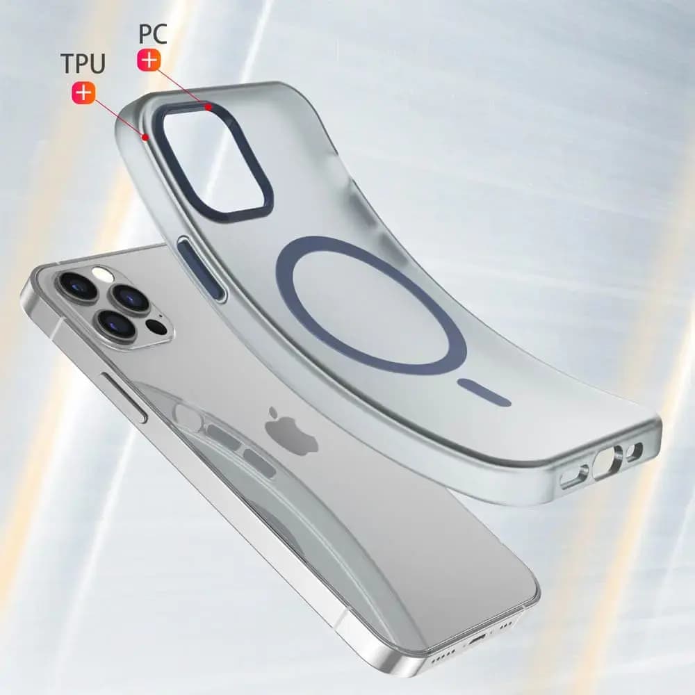 Coque MagSafe bi-matière iPhone 12 / 12 Pro - PROTECT MF-006 Bleu Marine
