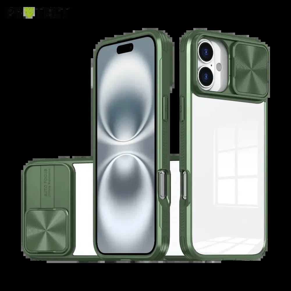 Coque avec cache caméra iPhone 16 Plus – PROTECT IE027 Vert Foncé