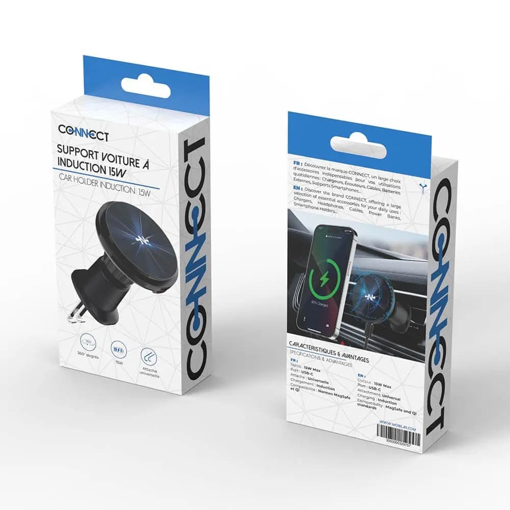 Support Smartphone Chargeur à Induction pour Voiture CONNECT 15W Noir - Vue 4
