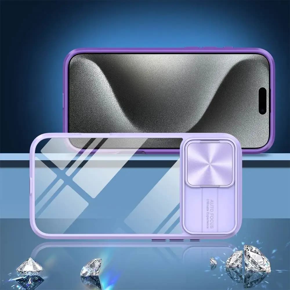 Coque iPhone 15 Pro avec cache caméra - PROTECT IE027 Violet - Vue 2