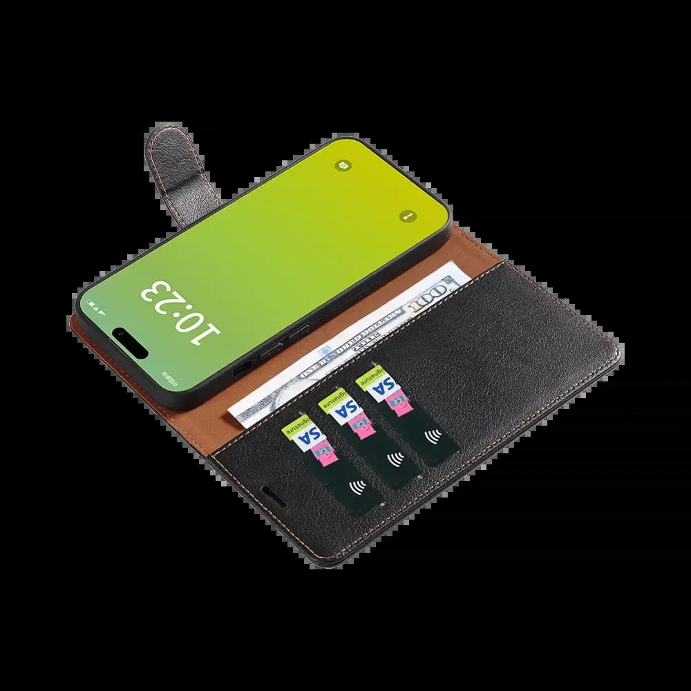 Housse folio anti-RFID iPhone 15 – PROTECT IP011 Noir - Vue 3