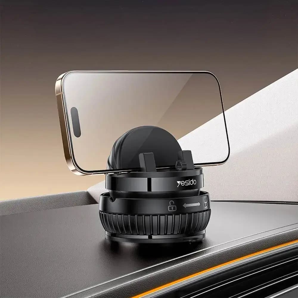 Support smartphone rotation 360° avec fixation ventouse - Yesido C272 Noir