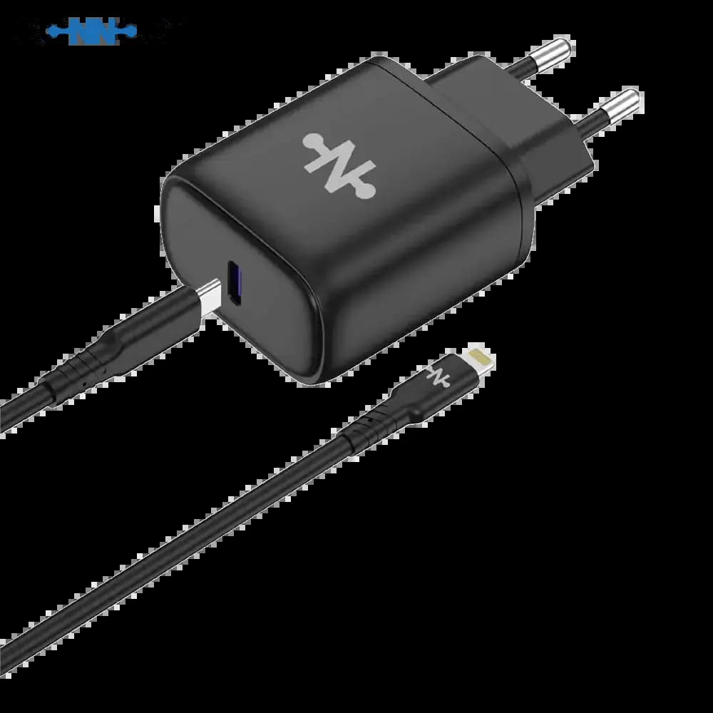 Chargeur secteur USB-C 25W charge rapide + câble Lightning (1m) – CONNECT Noir