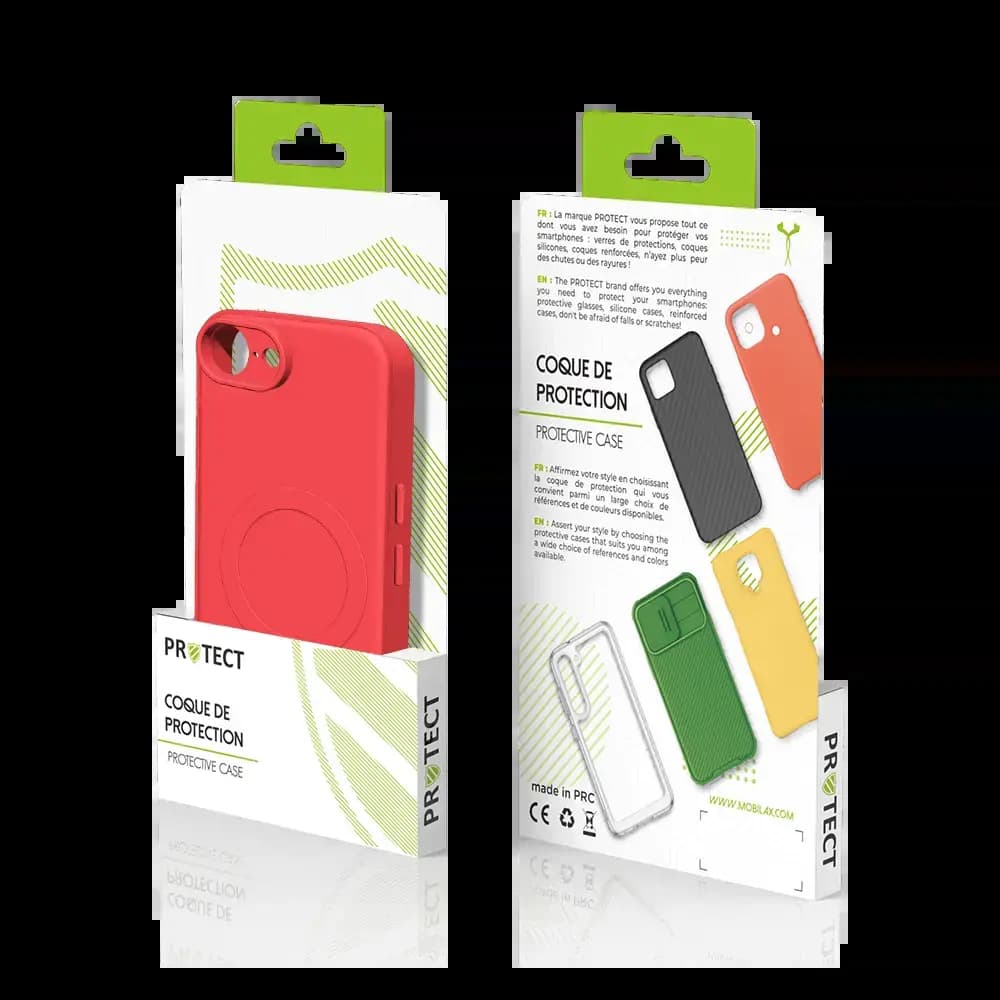 Coque MagSafe iPhone 16e / iPhone 17e antichoc et intérieur flanelle - PROTECT IZ001 Rouge