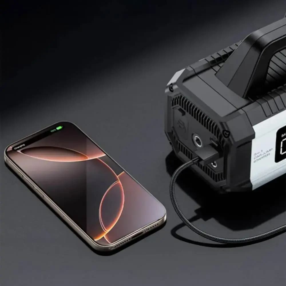 Booster pour batterie voiture Yesido 10000mAh avec gonfleur pour voiture, vélo et ballon - Noir