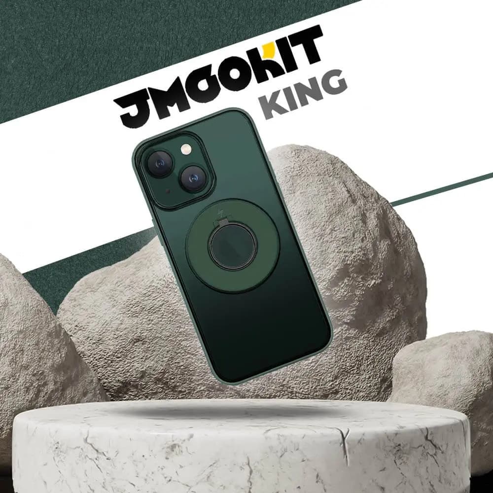 Coque MagSafe iPhone 14 Plus avec support anneau - JMGOKIT King Vert Foncé - Vue 2