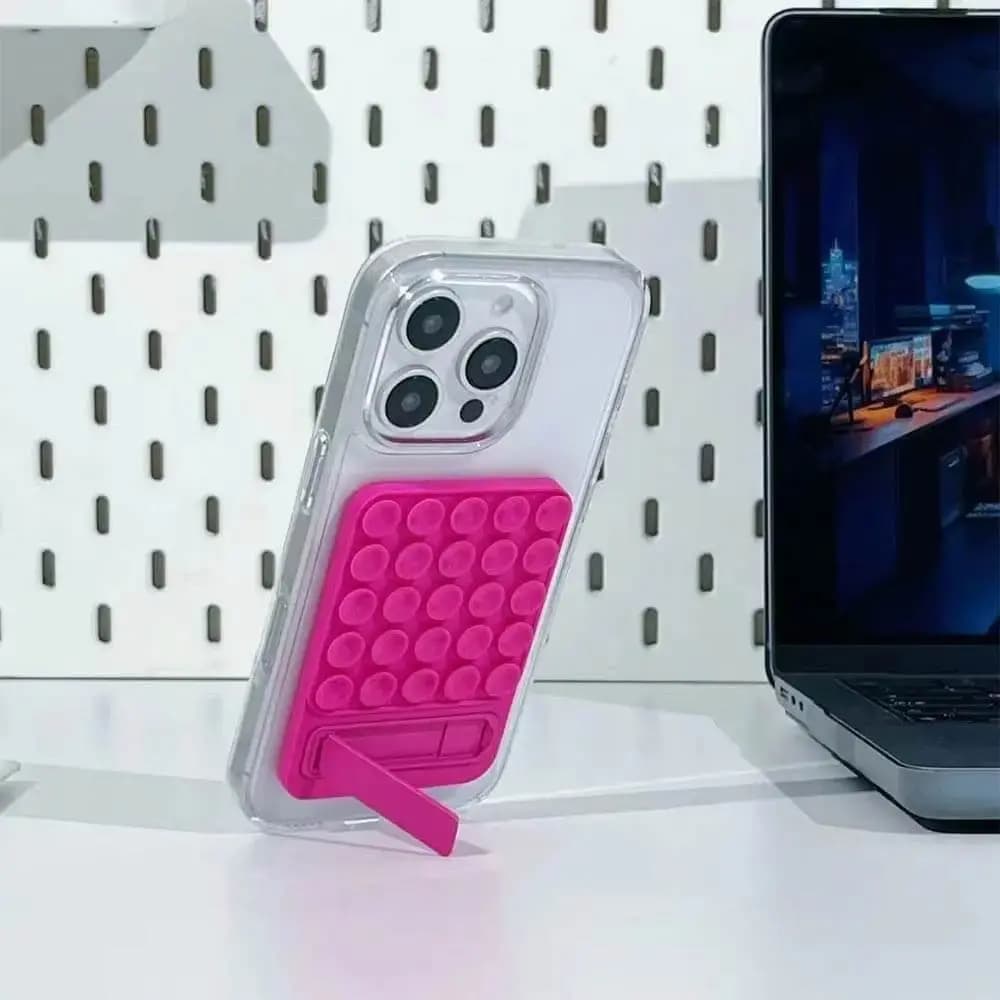 Support Ventouse Silicone avec Pied Intégré Rose - Vue 2