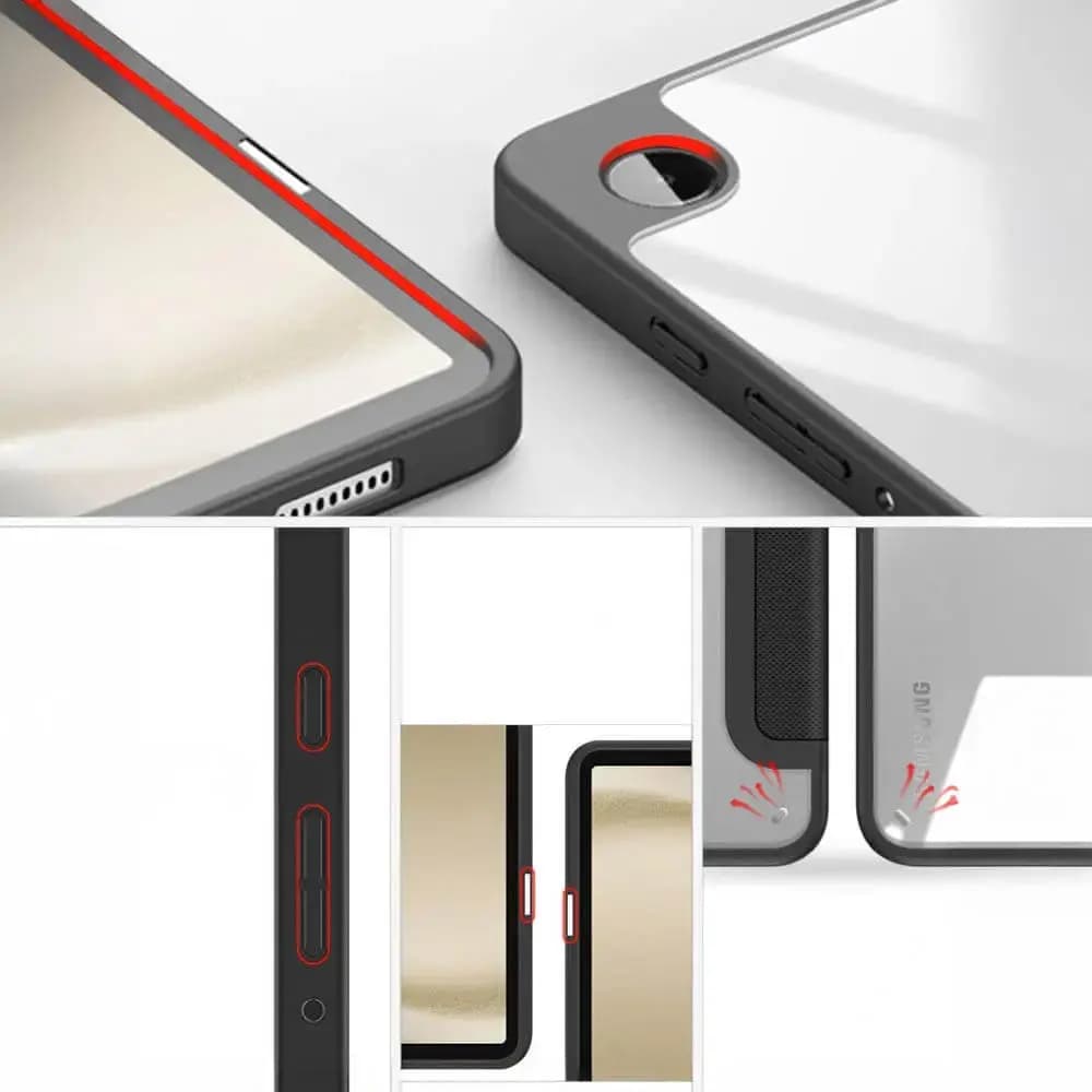 Housse folio Samsung Galaxy Tab A9 avec dos transparent - Dux Ducis Toby Noir