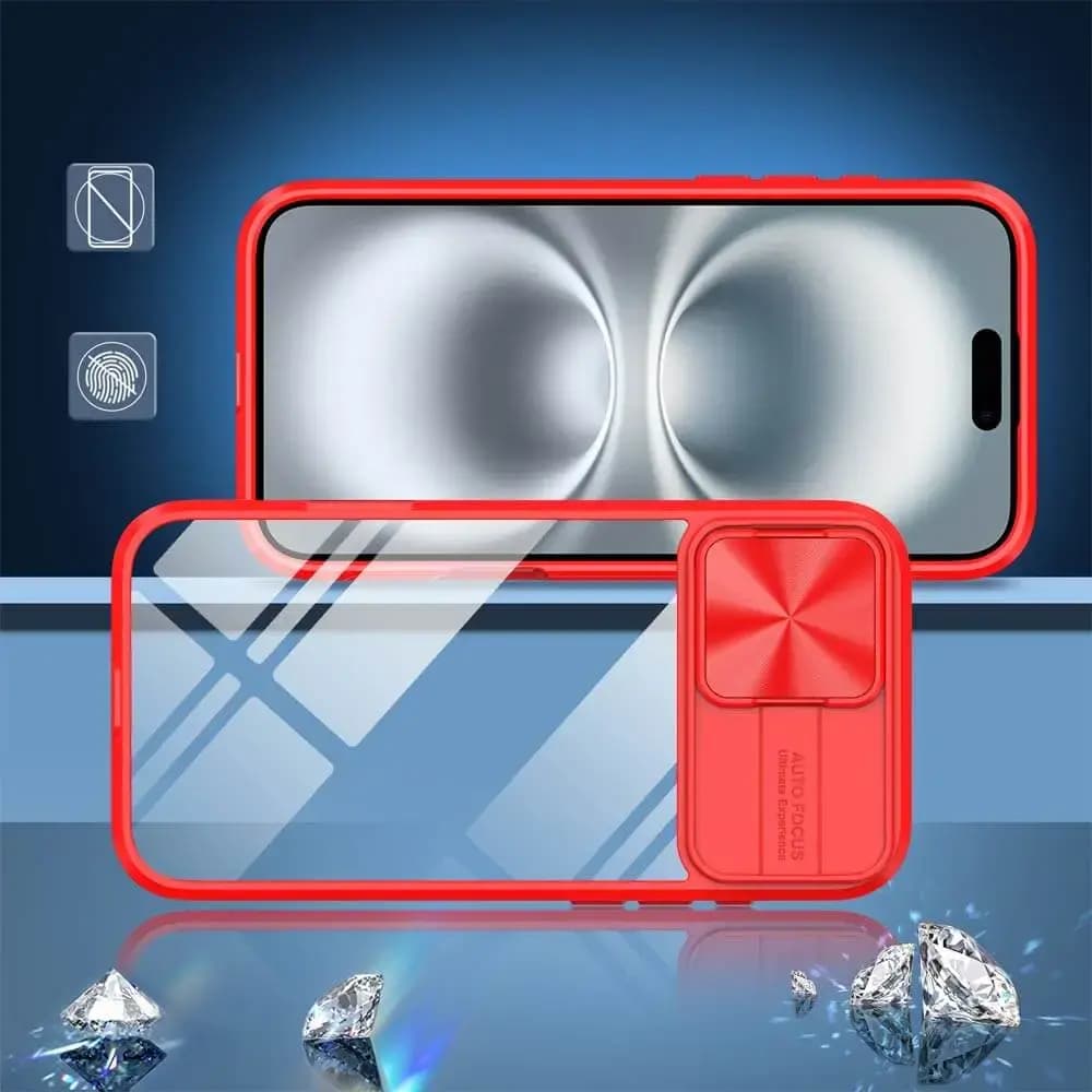 Coque avec cache caméra iPhone 16 – PROTECT IE027 Rouge  - Vue 2