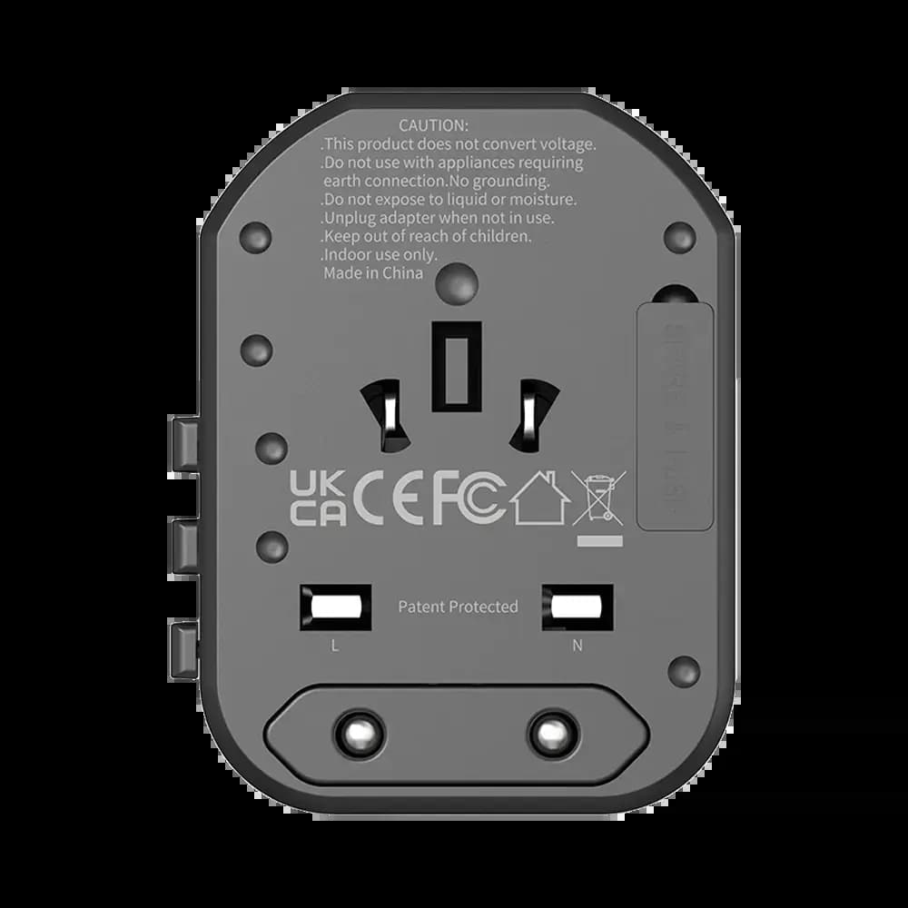 Adaptateur secteur de voyage 20W 3 ports (USB-C + 2x USB-A) – CONNECT Noir