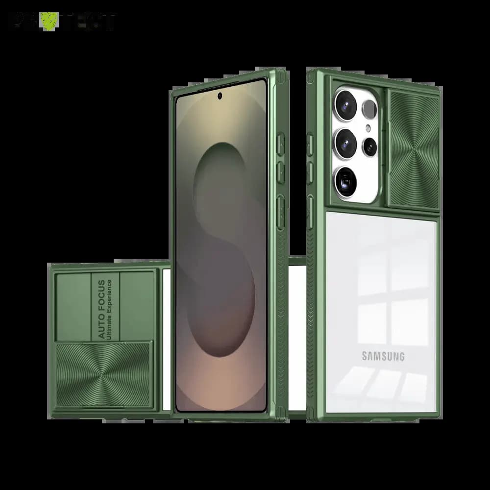 Coque avec cache caméra Samsung Galaxy S25 Ultra - PROTECT IE027 Vert Foncé
