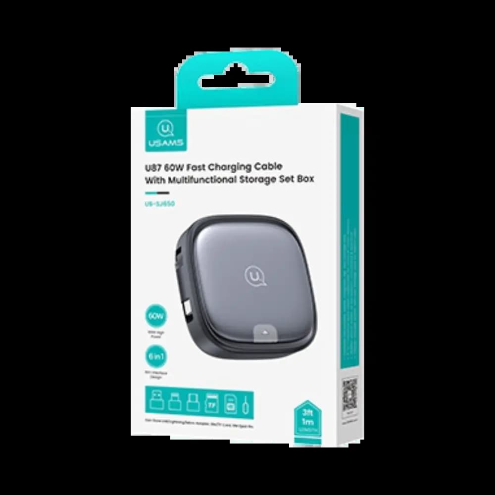 Kit d'Accessoires 6 en 1 (câble rétractable USB-C 60W + 3 adaptateurs) - Usams Noir