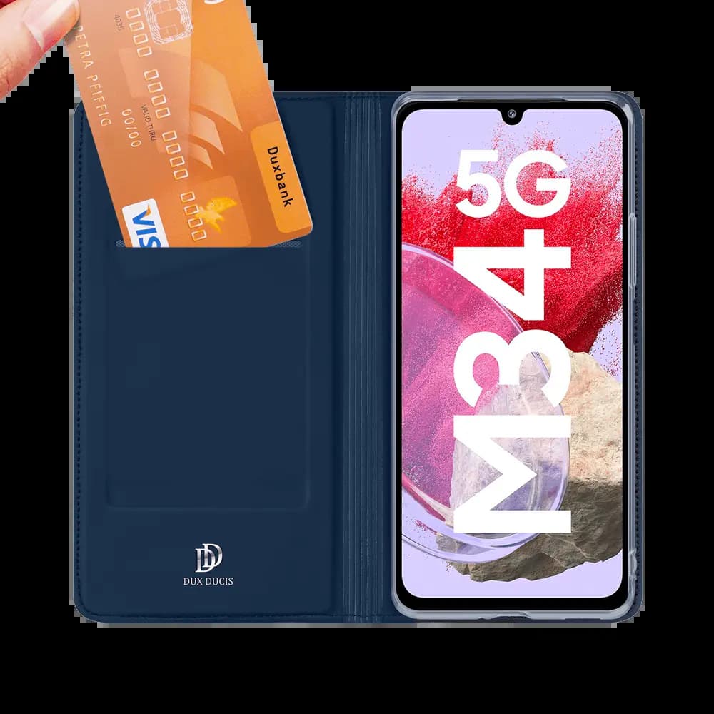 Housse folio Samsung Galaxy M34 5G porte-carte - Dux Ducis Skin Pro Bleu