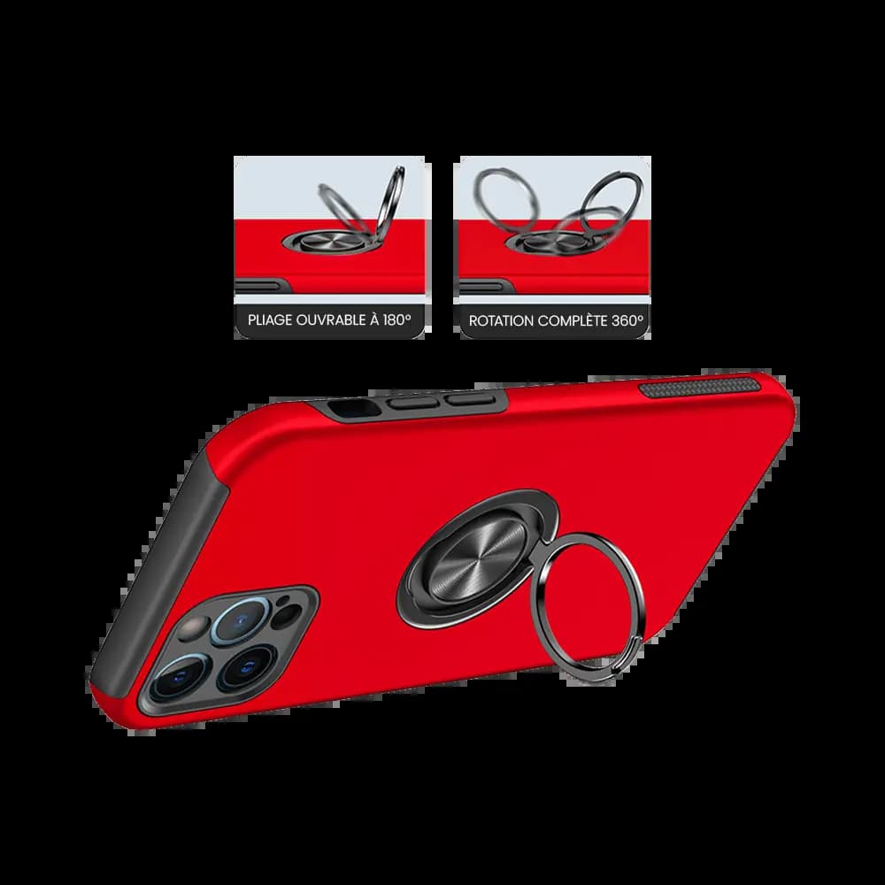 Coque de protection iPhone 12 Pro avec anneau rotatif - PROTECT IE013 Rouge - Vue 3