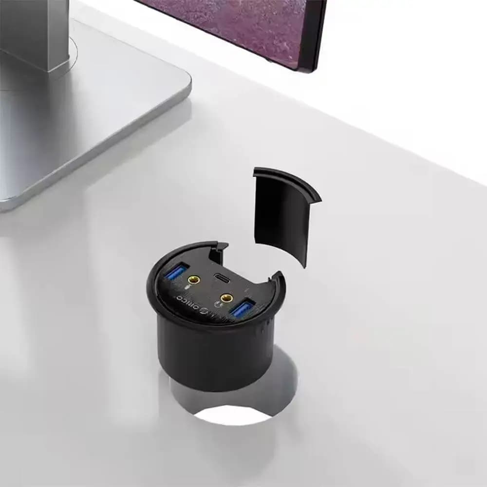Hub passe-câbles de bureau - USB 3.0 & USB-C - Orico DESK-2U1C Noir