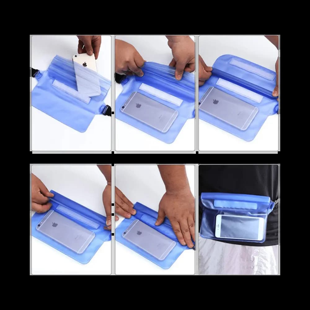 Pochette ceinture étanche pour smartphone et objets de valeur - Bleu - Vue 2