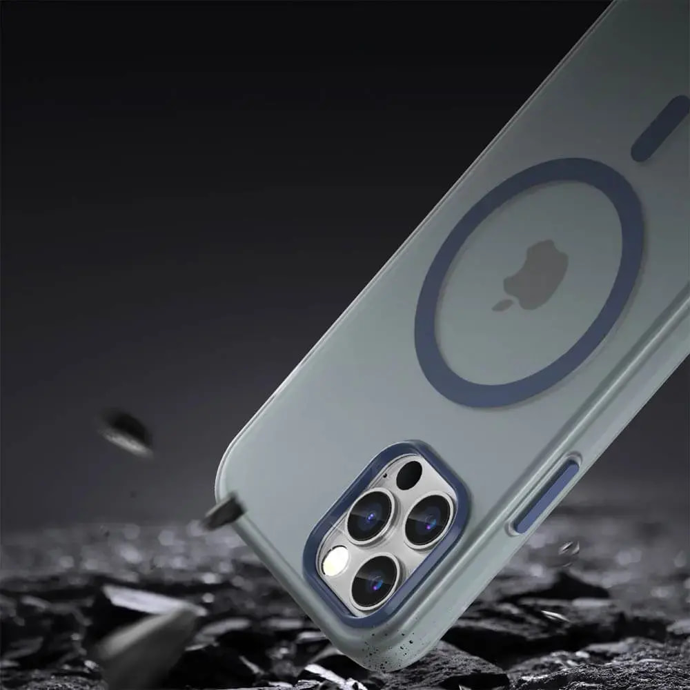 Coque MagSafe bi-matière iPhone 12 / 12 Pro - PROTECT MF-006 Bleu Marine - Vue 4