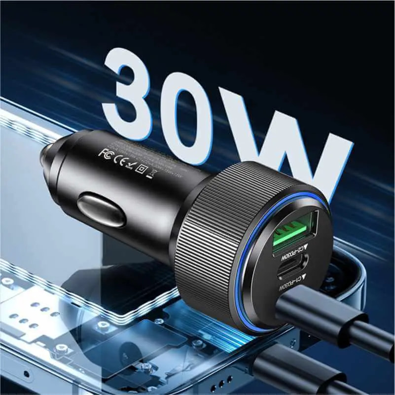 Chargeur allume-cigare triple ports USB 60W - Yesido Y50 Noir - Vue 3